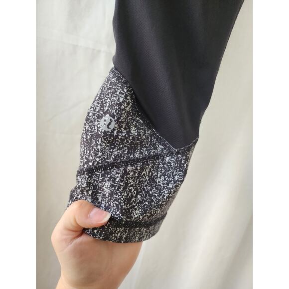 Lululemon Leggings Pace Rival Crop Size 10 Line Up Black White Pockets Luxtreme - Picture 5 of 10